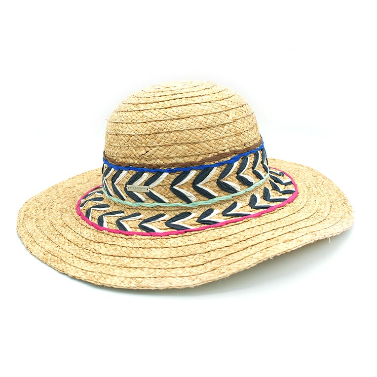 Seeberger Sombrero de ala ancha azul-blanco moteado look casual Accesorios Sombreros Sombrero de ala ancha 