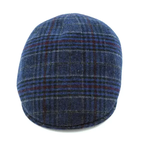 Visera Marone – 100% Lana con Cuadro Escocés Azul