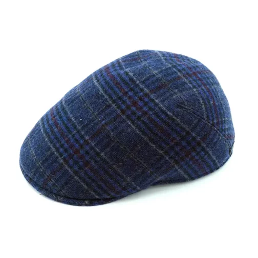 Visera Marone – 100% Lana con Cuadro Escocés Azul - Imagen 3