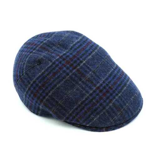 Visera Marone – 100% Lana con Cuadro Escocés Azul