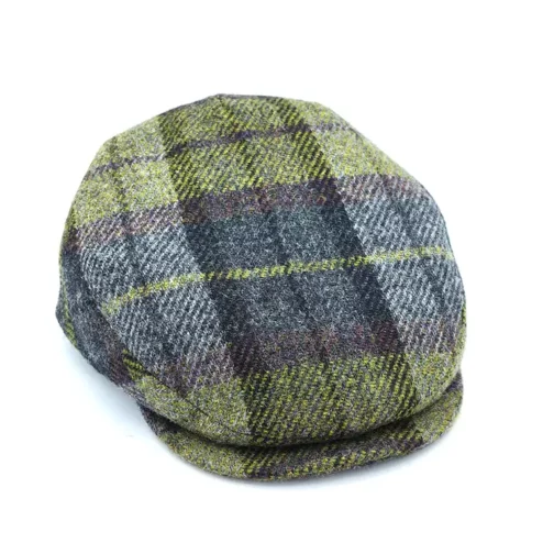 Visera City – 100% Lana con Cuadro Gris y Verde Musgo