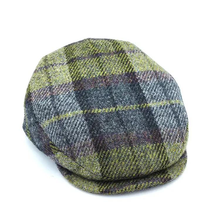Visera City – 100% Lana con Cuadro Gris y Verde Musgo