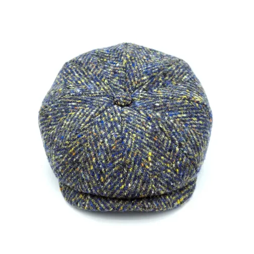 Visera Stetson – 100% Lana Tweed Azul Jaspeado (Estilo Newsboy)