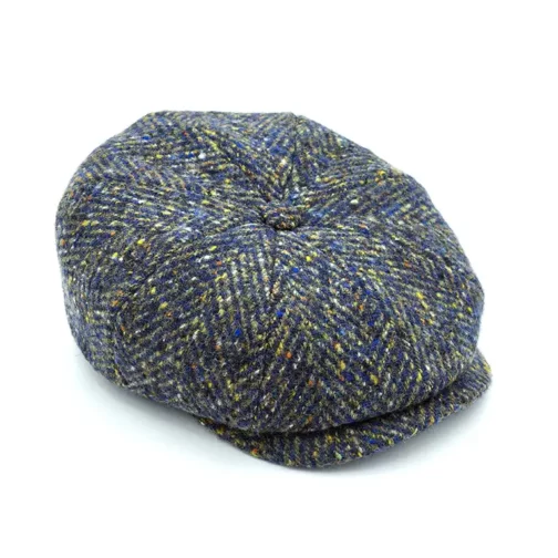 Visera Stetson – 100% Lana Tweed Azul Jaspeado (Estilo Newsboy)