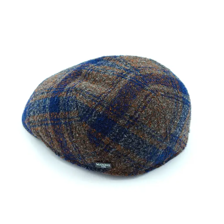 Visera Marone – 100% Algodón con Cuadro Azul y Marrón