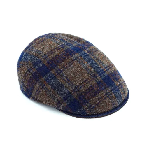 Visera Marone – 100% Algodón con Cuadro Azul y Marrón
