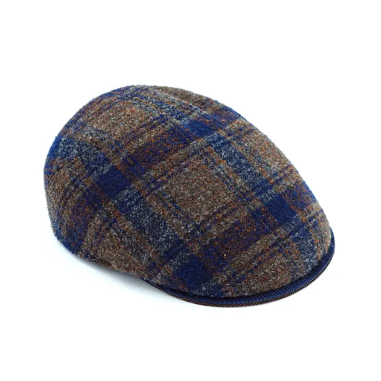 Visera Marone – 100% Algodón con Cuadro Azul y Marrón