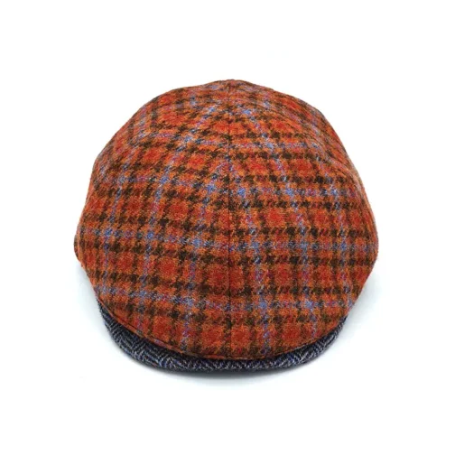 Visera Alfonso D’Este – 100% Lana con Cuadro Naranja y Azul (Hecha en Italia)