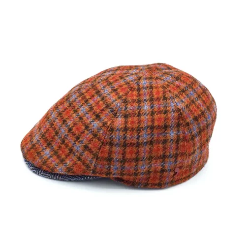 Visera Alfonso D’Este – 100% Lana con Cuadro Naranja y Azul (Hecha en Italia) - Imagen 3