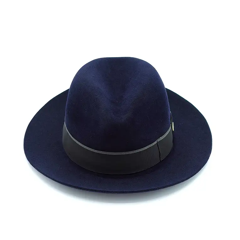 Sombrero Fernández y Roche – Fieltro Velour Azul Marino (Hecho en España)