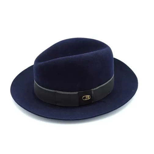 Sombrero Fernández y Roche – Fieltro Velour Azul Marino (Hecho en España)
