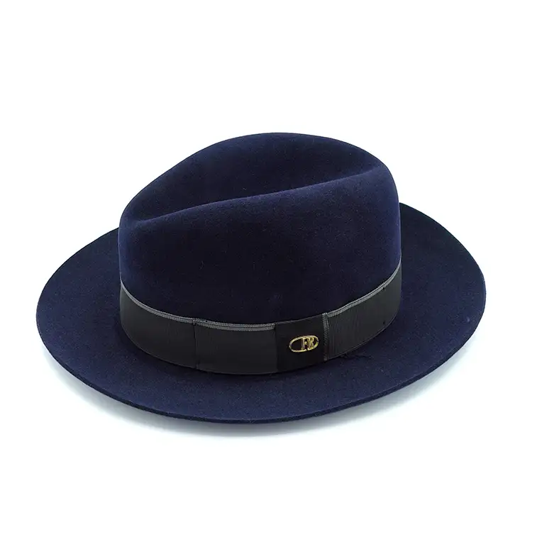 Sombrero Fernández y Roche – Fieltro Velour Azul Marino (Hecho en España)