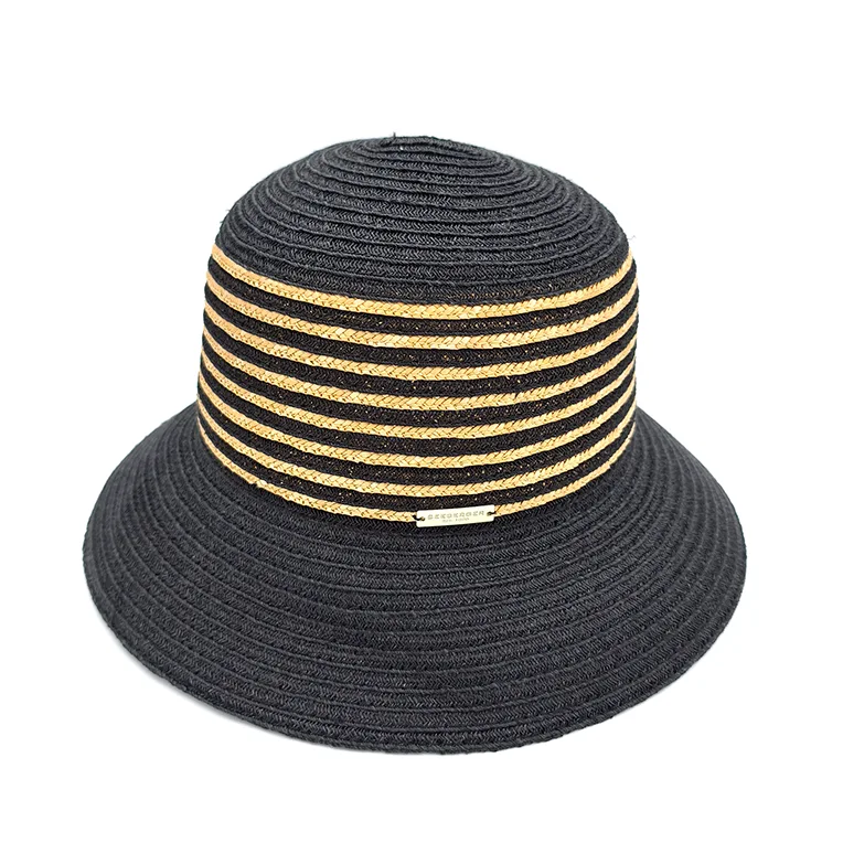 sombrero paja mujer negro elegante verano